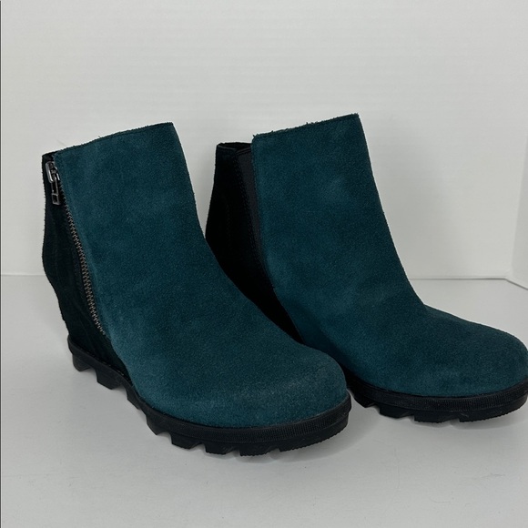 Sorel Joan of Arctic Wedge II Side Zip Boots Blue Suede Womens Size US 9 EU 40 - Picture 6 of 14